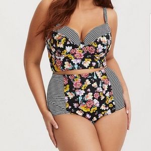 Torrid High Waisted Bikini Stripe and Floral